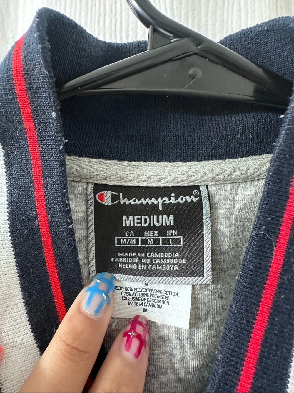 Champion Cream Sherpa Bomber Jacket with Navy Yoke - Picture 4 of 4